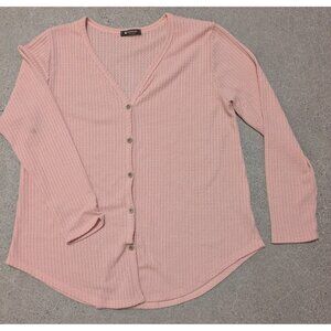 Bom Bom Cardigan Women's XL Pink Light-weight Pull-over Knitted Spring & Summer